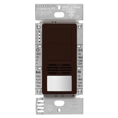 Lutron Maestro Dual Circuit Dual-Tech Motion Sensor Switch, 6A, 120-277V, Single Pole, Ground or Neutral Required, MS-A202-BR, Brown