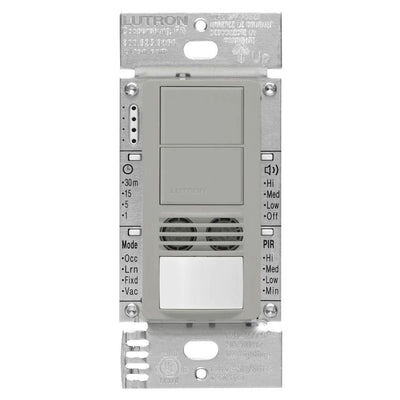 Lutron Maestro Dual Circuit Dual-Tech Motion Sensor Switch, 6A, 120-277V, Single Pole, Ground or Neutral Required, MS-A202-GR, Gray