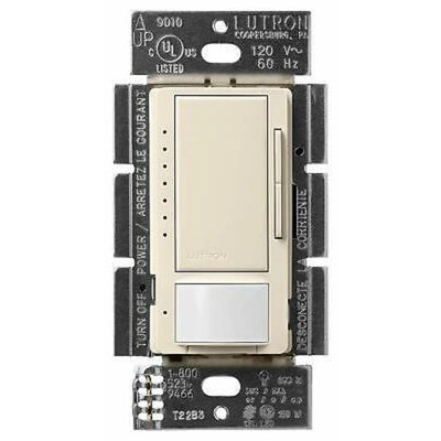 Lutron Maestro Dual-Tech Motion Sensor Switch, 6A, 120-277V, Single Pole/3-Way, Neutral Required, MS-B102-LA, Light Almond