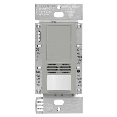 Lutron Maestro Dual Circuit Dual-Tech Motion Sensor Switch, 6A, 120-277V, Single Pole and 3-Way, Neutral Required, MS-B202-GR, Gray