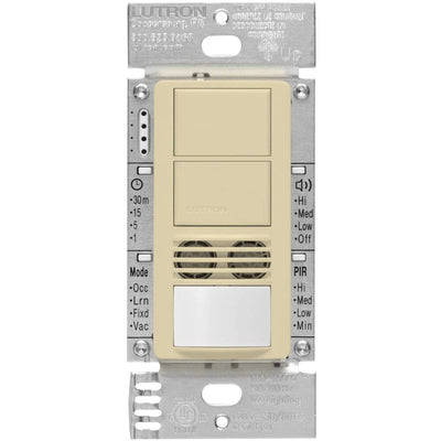 Lutron Maestro Dual Circuit Dual-Tech Motion Sensor Switch, 6A, 120-277V, Single Pole and 3-Way, Neutral Required, MS-B202-IV, Ivory