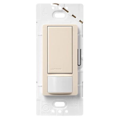 Lutron Maestro Motion Sensor Switch, Ground or Neutral Required, 2A Lighting, 120V, Single Pole, MS-OPS2H-LA, Light Almond, Clamshell Packaging