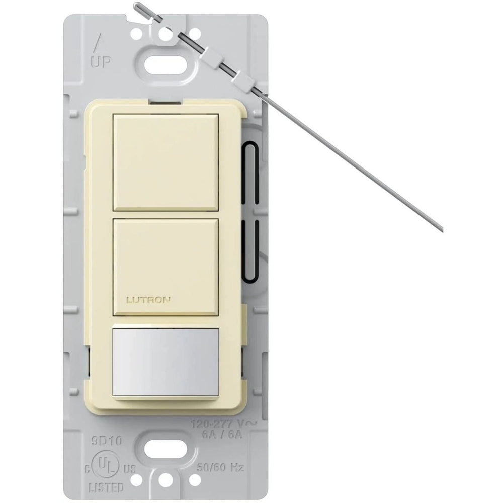Lutron Maestro Dual Circuit Motion Sensor Switch, 6A Light/4.4A Fan, 120-277V, Dual Single Pole, Ground or Neutral Required, MS-OPS6-DDV-AL, Almond
