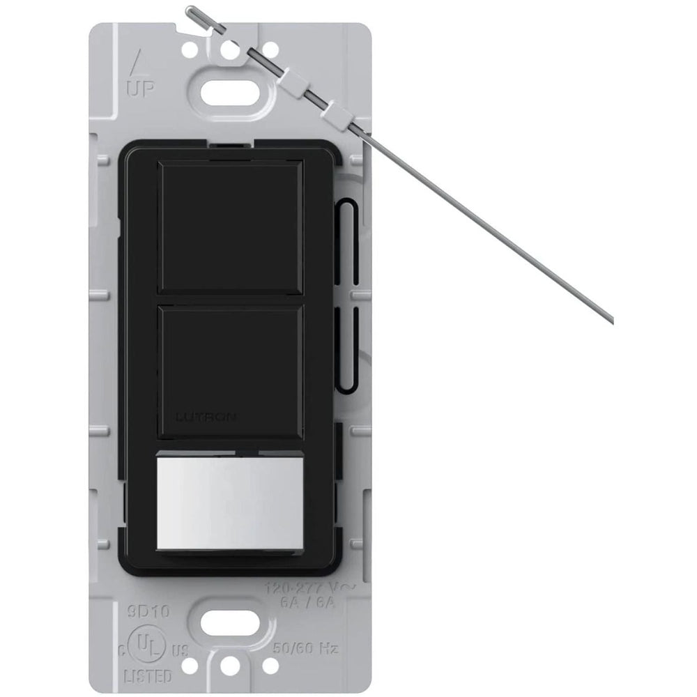 Lutron Maestro Dual Circuit Motion Sensor Switch, 6A Light/4.4A Fan, 120-277V, Dual Single Pole, Ground or Neutral Required, MS-OPS6-DDV-BL, Black