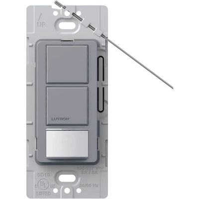 Lutron Maestro Dual Circuit Motion Sensor Switch, 6A Light/4.4A Fan, 120-277V, Dual Single Pole, Ground or Neutral Required, MS-OPS6-DDV-GR, Gray