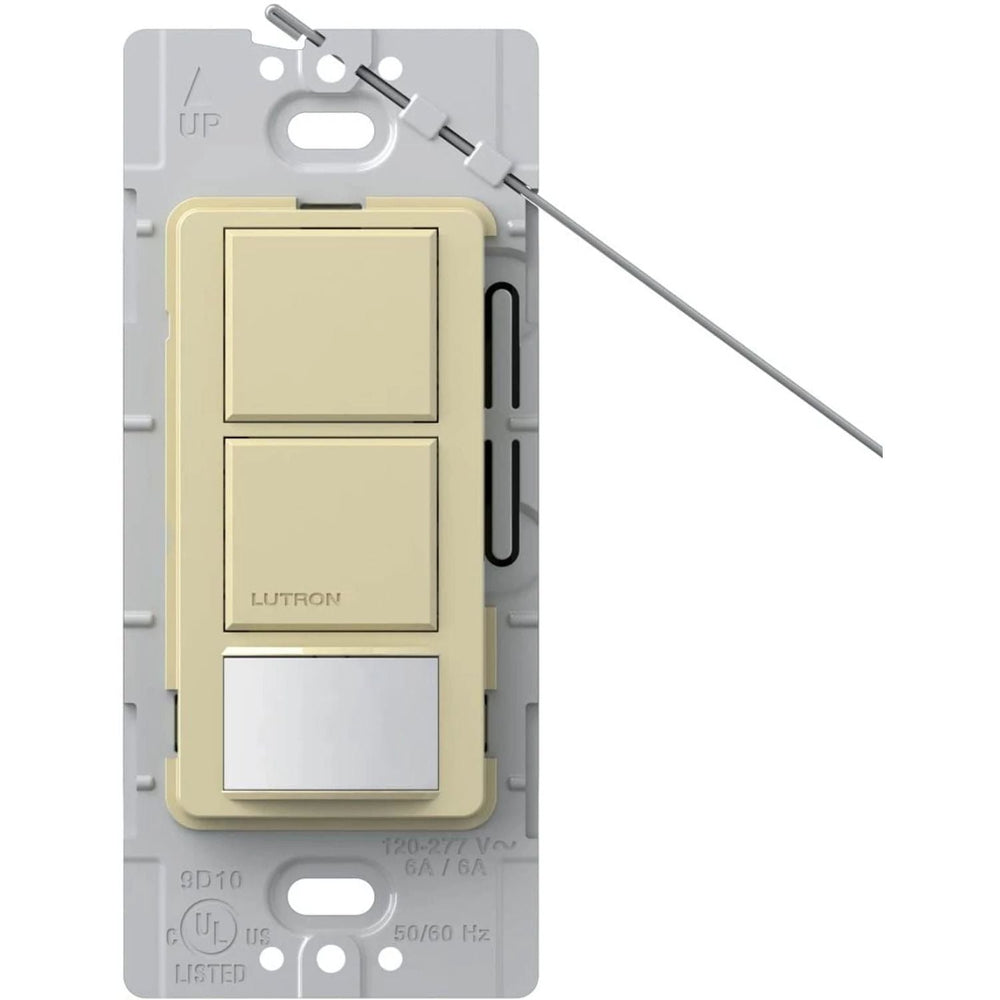 Lutron Maestro Dual Circuit Motion Sensor Switch, 6A Light/4.4A Fan, 120-277V, Dual Single Pole, Ground or Neutral Required, MS-OPS6-DDV-IV, Ivory