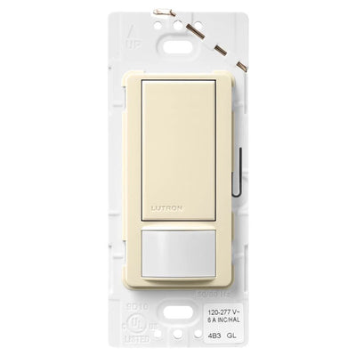 Lutron Maestro Motion Sensor Switch, Ground or Neutral Required, 6A Light, 3A Fan, 120-277V, Single/Multi-Location, MS-OPS6M2-DV-AL, Almond