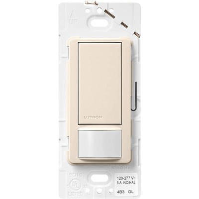 Lutron Maestro Motion Sensor Switch, Ground or Neutral Required, 6A Light, 3A Fan, 120-277V, Single/Multi-Location, MS-OPS6M2-DV-LA, Light Almond