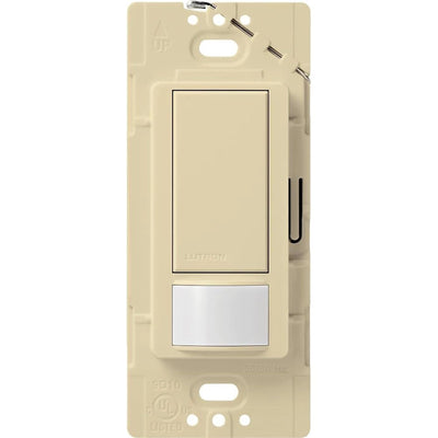 Lutron Maestro Motion Sensor Switch, Vacancy Only, Ground or Neutral Required, 2A Lighting, 120V, Single Pole, MS-VPS2-IV, Ivory