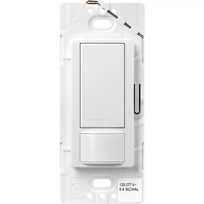 Lutron Maestro Motion Sensor Switch, Vacancy Only, Neutral Optional, 6A Light, 3A Fan, 120-277V, Single/Multi-Location, MS-OPS6M2-DV-WH, White