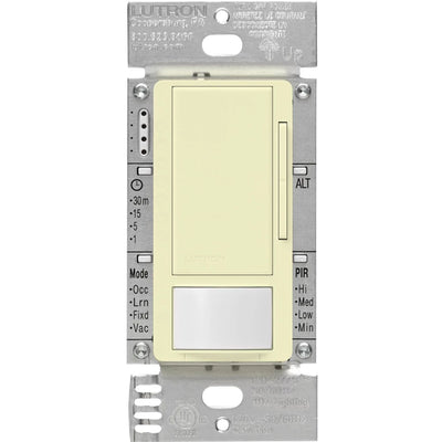 Lutron Maestro 0-10V Motion Sensor/Dimmer Switch, 8A, Neutral Optional, 120-277V, Single Pole/Multi-Location, MS-Z101-AL, Almond