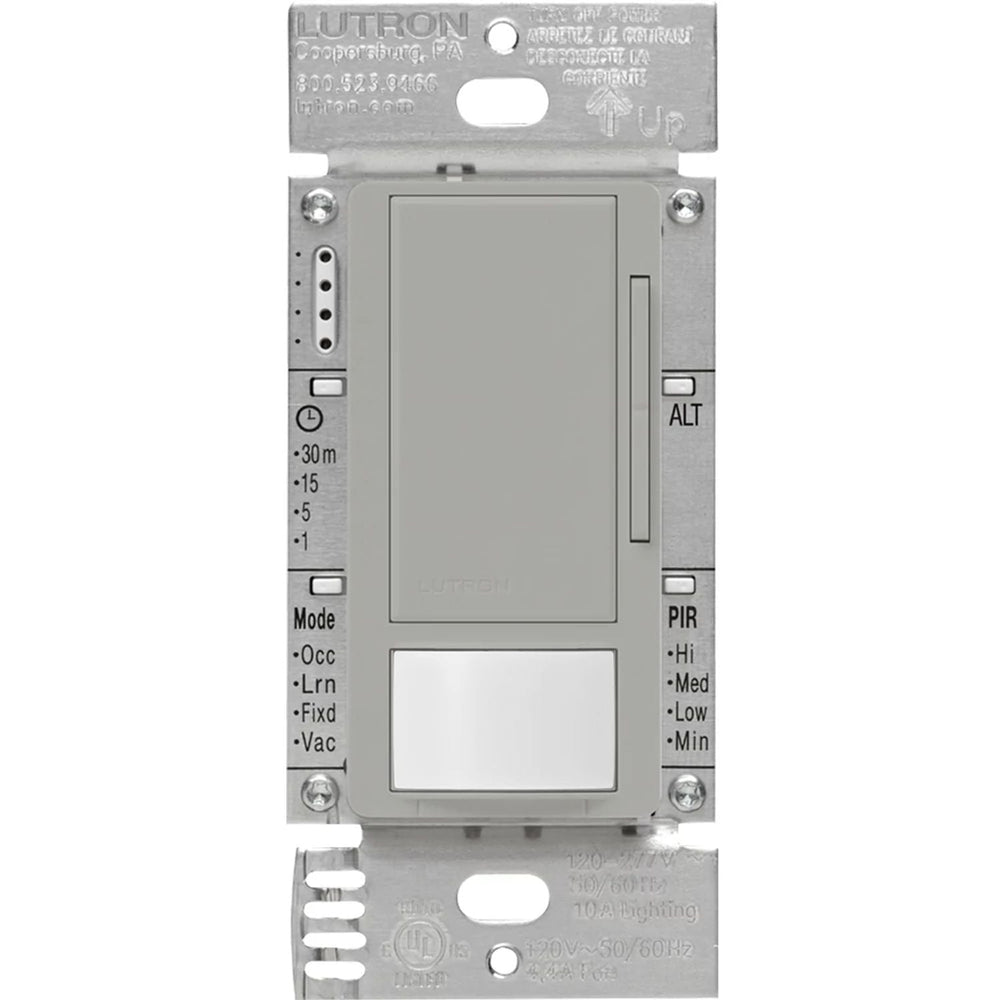 Lutron Maestro 0-10V Vacancy Sensor Dimmer Switch, 8A, Neutral Optional, 120-277V, Single Pole/Multi-Location, MS-Z101-V-GR, Gray