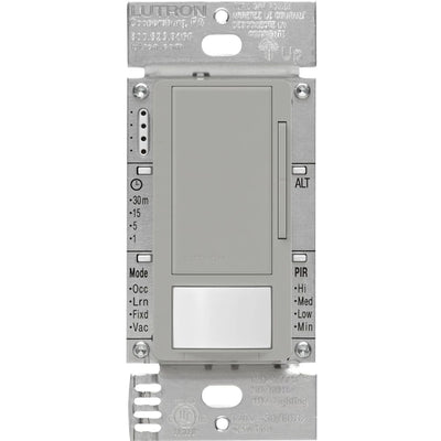 Lutron Maestro 0-10V Vacancy Sensor Dimmer Switch, 8A, Neutral Optional, 120-277V, Single Pole/Multi-Location, MS-Z101-V-GR, Gray