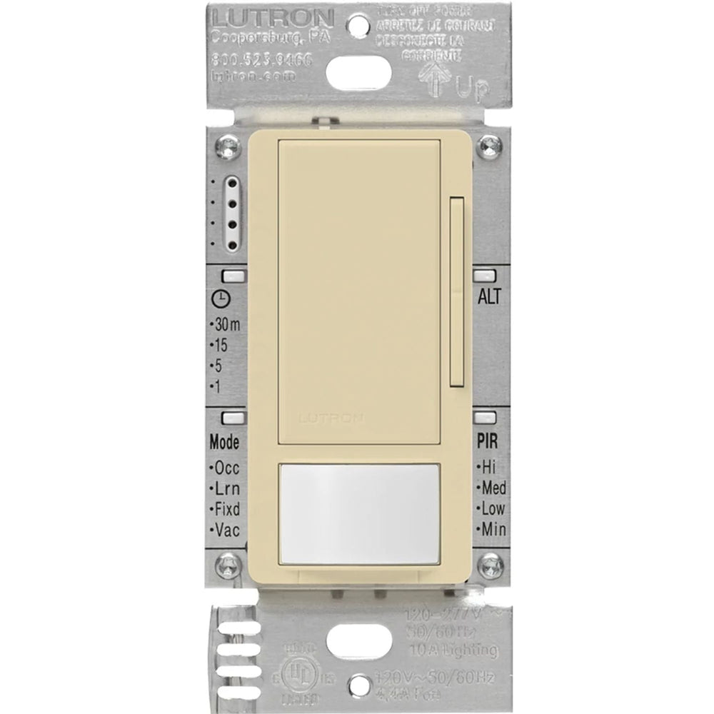 Lutron Maestro 0-10V Vacancy Sensor Dimmer Switch, 8A, Neutral Optional, 120-277V, Single Pole/Multi-Location, MS-Z101-V-IV,Ivory