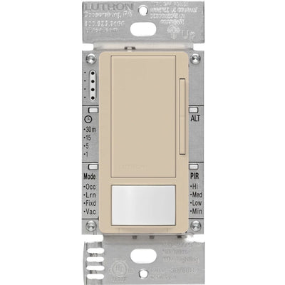 Lutron Maestro 0-10V Motion Sensor/Dimmer Switch, 8A, Neutral Optional, 120-277V, Single Pole/Multi-Location, MS-Z101-TP, Taupe