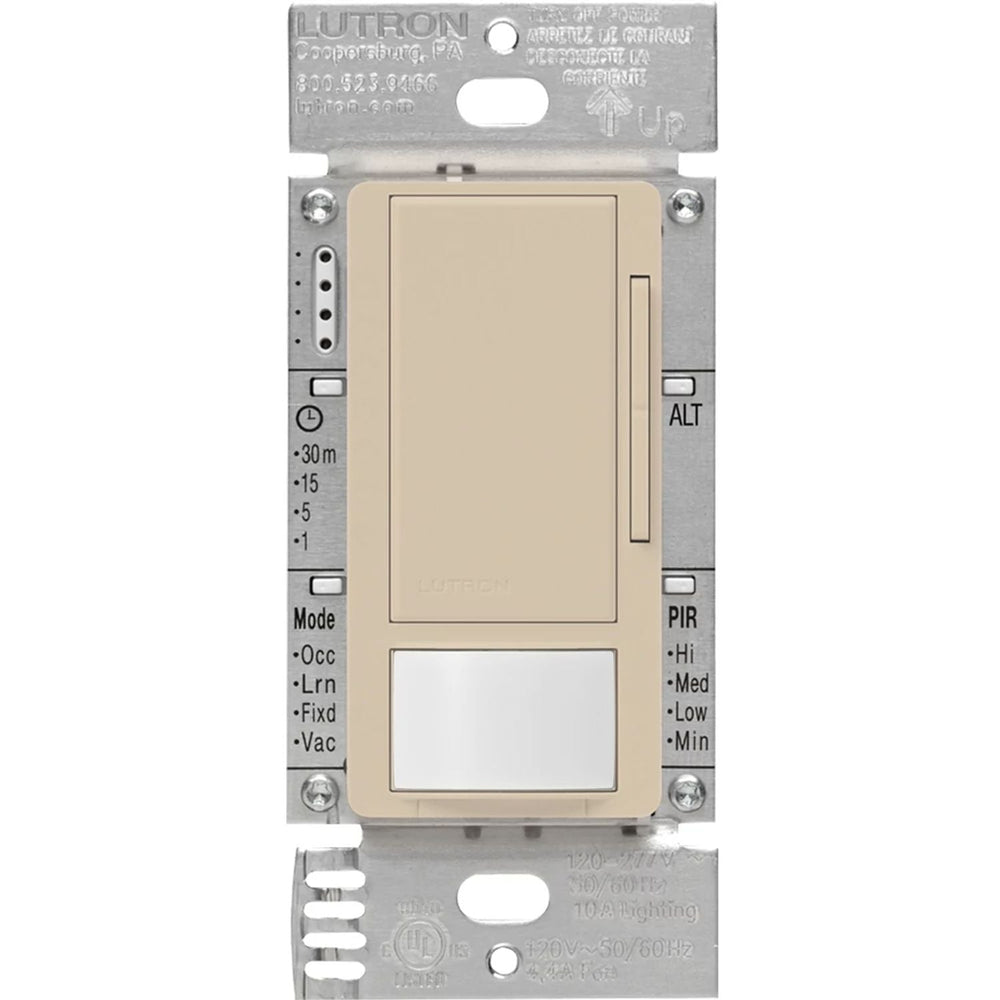 Lutron Maestro 0-10V Vacancy Sensor Dimmer Switch, 8A, Neutral Optional, 120-277V, Single Pole/Multi-Location, MS-Z101-V-TP, Taupe