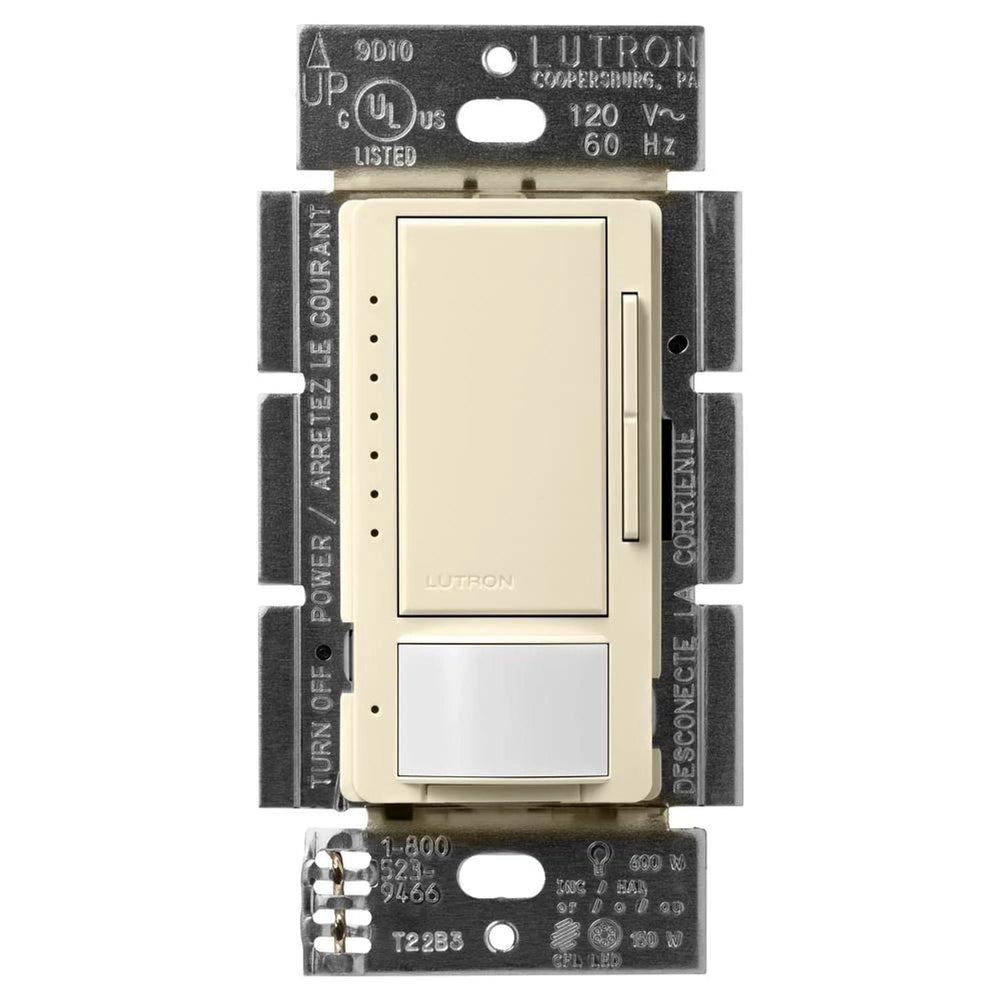 Lutron Maestro LED+ Motion Sensor Dimmer Switch, 150W LED, 120V, Single Pole/Multi-Location, MSCL-OP153M-AL, Almond