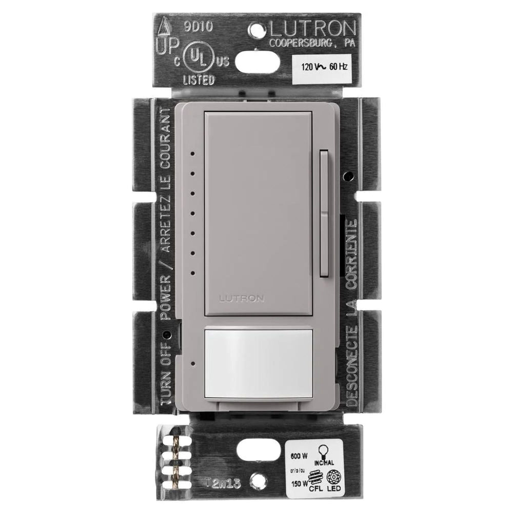 Lutron Maestro LED+ Motion Sensor Dimmer Switch, 150W LED, 120V, Single Pole/Multi-Location, MSCL-OP153M-GR, Gray