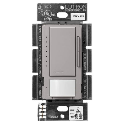 Lutron Maestro LED+ Motion Sensor Dimmer Switch, 150W LED, 120V, Single Pole/Multi-Location, MSCL-OP153M-GR, Gray