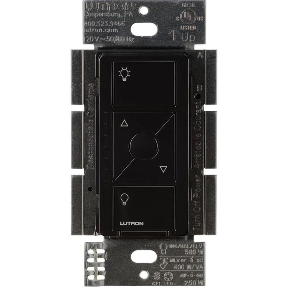 Lutron Caseta Original Smart Dimmer Switch for ELV+ Lighting, Phase Selectable, 250W LED/400VA MLV/500W ELV, Neutral Required, 120V, PD-5NE-BL, Black