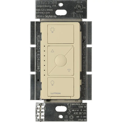 Lutron Caseta Original Smart Dimmer Switch for ELV+ Lighting, Phase Selectable, 250W LED/400VA MLV/500W ELV, Neutral Required, 120V, PD-5NE-IV, Ivory