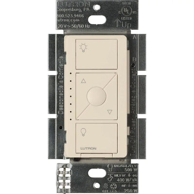 Lutron Caseta Original Smart Dimmer for ELV+ Lighting, Phase Selectable, 250W LED/400VA MLV/500W ELV, Neutral Req'd, 120V, PD-5NE-LA, Light Almond