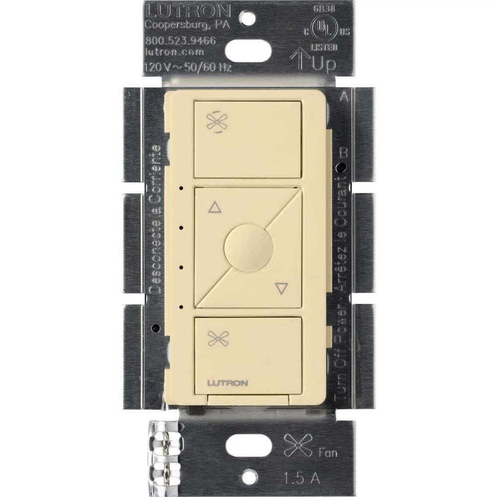 Lutron Caseta Original Smart Fan Speed Control Switch, 4-Speed, 1.5A Fan, Neutral Required, 120V, PD-FSQN-IV, Ivory