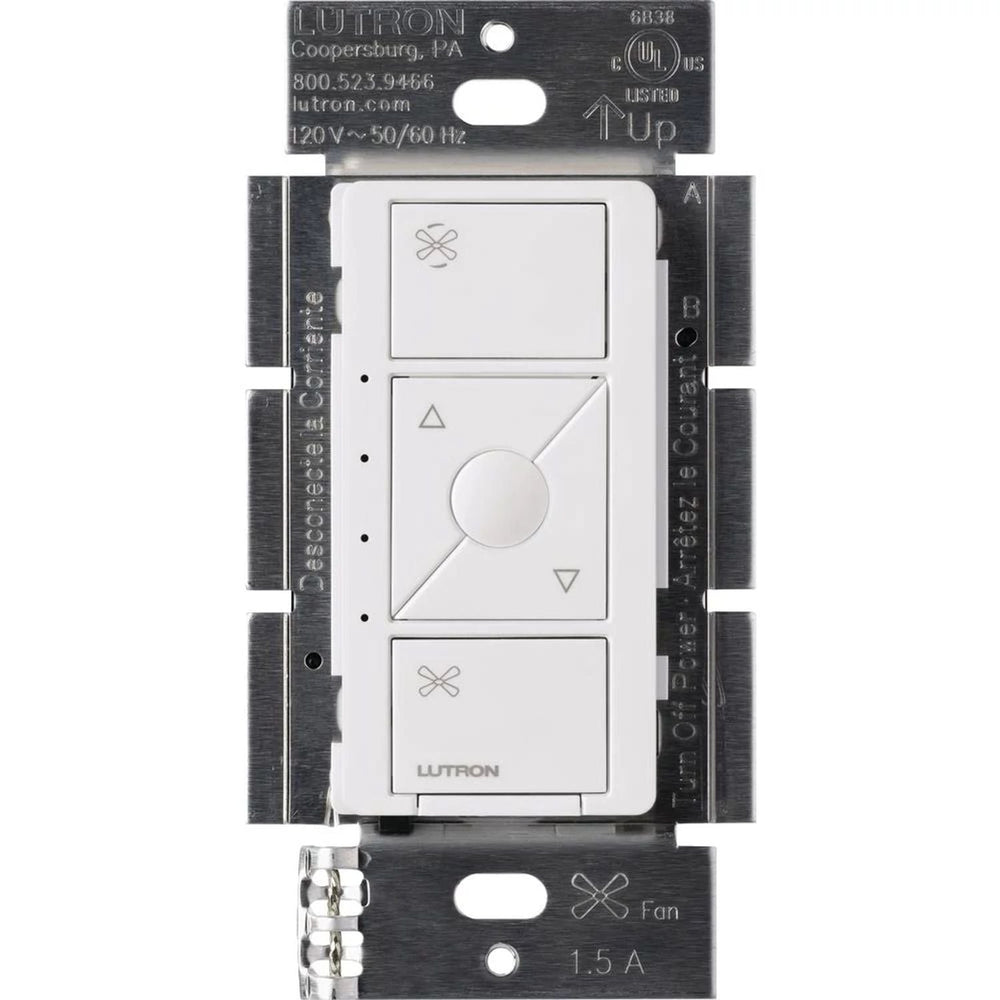 Lutron Caseta Original Smart Fan Speed Control Switch, 4-Speed, 1.5A Fan, Neutral Required, 120V, PD-FSQN-WH, White