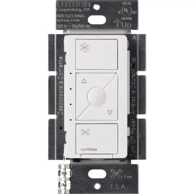 Lutron Caseta Original Smart Fan Speed Control Switch, 4-Speed, 1.5A Fan, Neutral Required, 120V, PD-FSQN-WH, White
