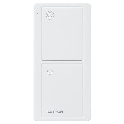 Lutron 2-Button Pico Smart Remote, with Light Icons, UPJ2-2B-WH-L01, White, BAA Compliant