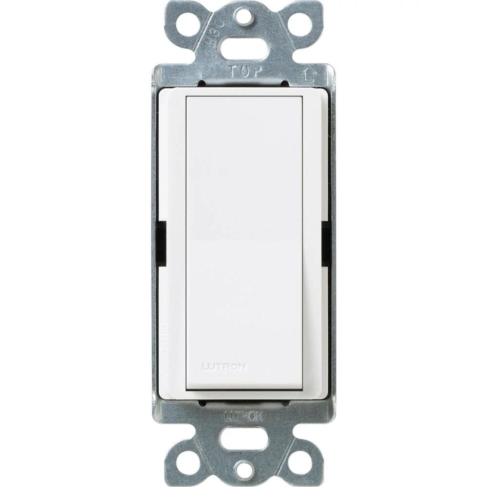 Lutron Claro Single Pole, On/Off Rocker Switch with Locator Light, 15A, Satin Finish, SC-1PSNL-SW, Snow White