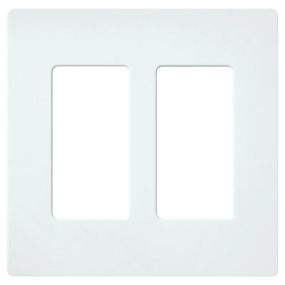 Lutron Claro 2 Gang Wall Plate for Decorator-Style Dimmers, Switches, and Outlets, Satin Finish, SC-2-GL, Glacier White