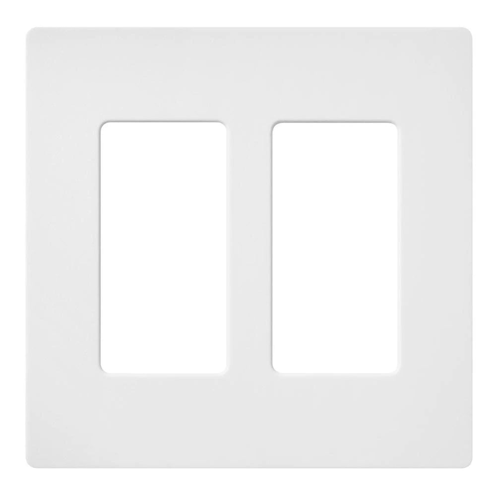 Lutron Claro 2 Gang Wall Plate for Decorator-Style Dimmers, Switches, and Outlets, Satin Finish, SC-2-SW, Snow White