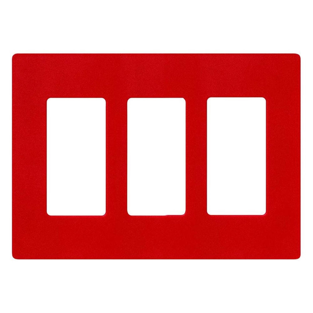 Lutron Claro 3 Gang Wall Plate for Decorator-Style Dimmers, Switches, and Outlets, Satin Finish, SC-3-SR, Signal Red