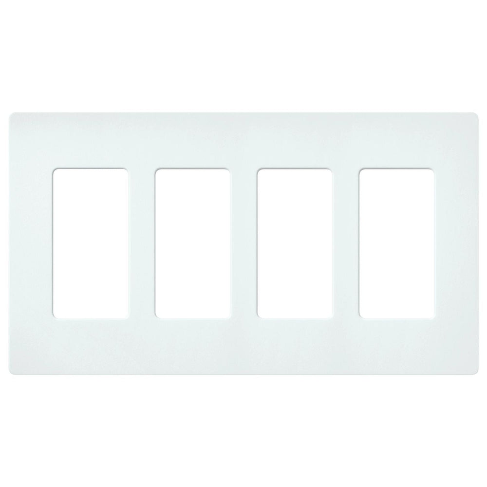 Lutron Claro 4 Gang Wall Plate for Decorator-Style Dimmers, Switches, and Outlets, Satin Finish, SC-4-GL, Glacier White
