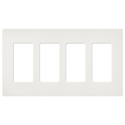 Lutron Claro 4 Gang Wall Plate for Decorator-Style Dimmers, Switches, and Outlets, Satin Finish, SC-4-RW, Architectural White