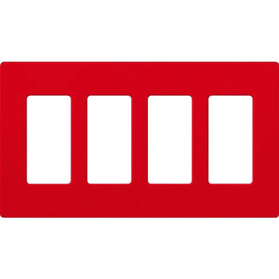Lutron Claro 4 Gang Wall Plate for Decorator-Style Dimmers, Switches, and Outlets, Satin Finish, SC-4-SR, Signal Red