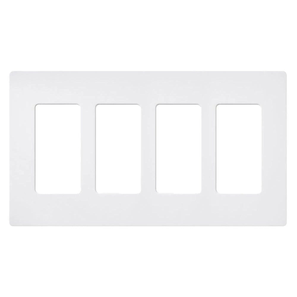 Lutron Claro 4 Gang Wall Plate for Decorator-Style Dimmers, Switches, and Outlets, Satin Finish, SC-4-SW, Snow White
