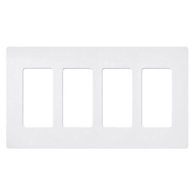 Lutron Claro 4 Gang Wall Plate for Decorator-Style Dimmers, Switches, and Outlets, Satin Finish, SC-4-SW, Snow White
