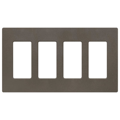 Lutron Claro 4 Gang Wall Plate for Decorator-Style Dimmers, Switches, and Outlets, Satin Finish, SC-4-TF, Truffle