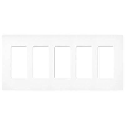 Lutron Claro 5 Gang Wall Plate for Decorator-Style Dimmers, Switches, and Outlets, Satin Finish, SC-5-BW, Brilliant White
