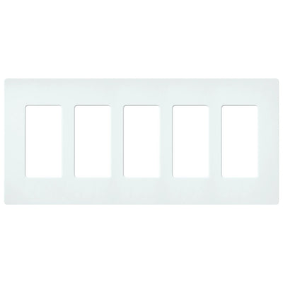 Lutron Claro 5 Gang Wall Plate for Decorator-Style Dimmers, Switches, and Outlets, Satin Finish, SC-5-GL, Glacier White