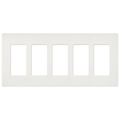 Lutron Claro 5 Gang Wall Plate for Decorator-Style Dimmers, Switches, and Outlets, Satin Finish, SC-5-RW, Architectural White