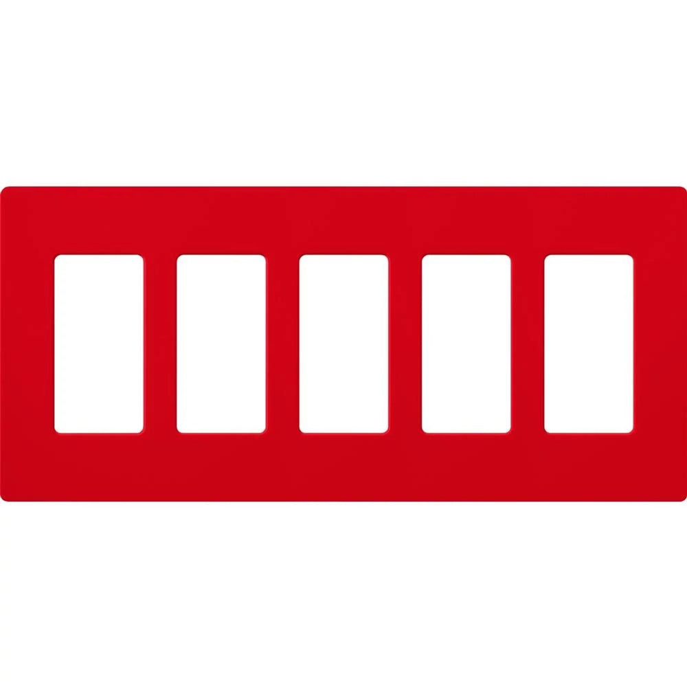 Lutron Claro 5 Gang Wall Plate for Decorator-Style Dimmers, Switches, and Outlets, Satin Finish, SC-5-SR, Signal Red