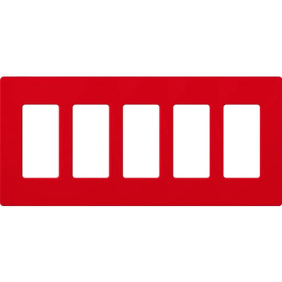 Lutron Claro 5 Gang Wall Plate for Decorator-Style Dimmers, Switches, and Outlets, Satin Finish, SC-5-SR, Signal Red
