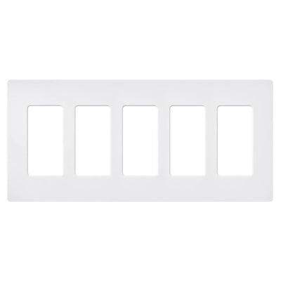 Lutron Claro 5 Gang Wall Plate for Decorator-Style Dimmers, Switches, and Outlets, Satin Finish, SC-5-SW, Snow White
