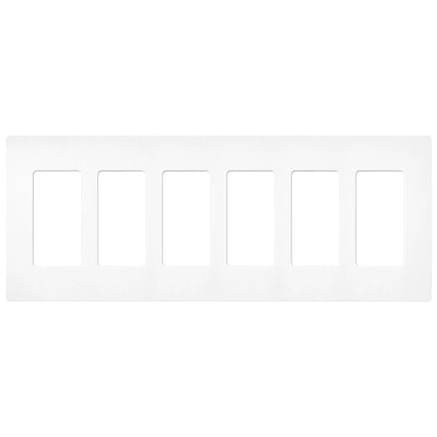 Lutron Claro 6 Gang Wall Plate for Decorator-Style Dimmers, Switches, and Outlets, Satin Finish, SC-6-BW, Brilliant White