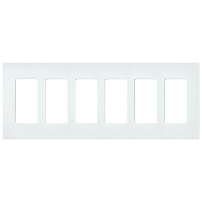 Lutron Claro 6 Gang Wall Plate for Decorator-Style Dimmers, Switches, and Outlets, Satin Finish, SC-6-GL, Glacier White