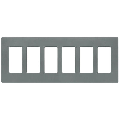 Lutron Claro 6 Gang Wall Plate for Decorator-Style Dimmers, Switches, and Outlets, Satin Finish, SC-6-SL, Slate