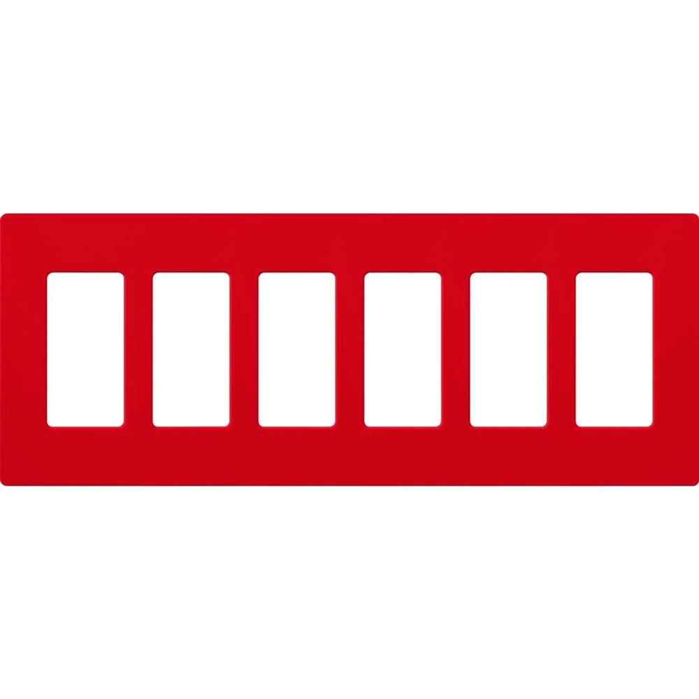 Lutron Claro 6 Gang Wall Plate for Decorator-Style Dimmers, Switches, and Outlets, Satin Finish, SC-6-SR, Signal Red